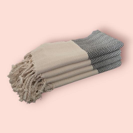 Turkish Cotton Hand Towel – Herringbone Zigzag Design