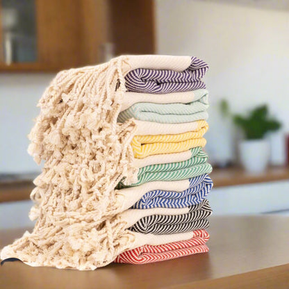 Turkish Cotton Hand Towel – Herringbone Zigzag Design