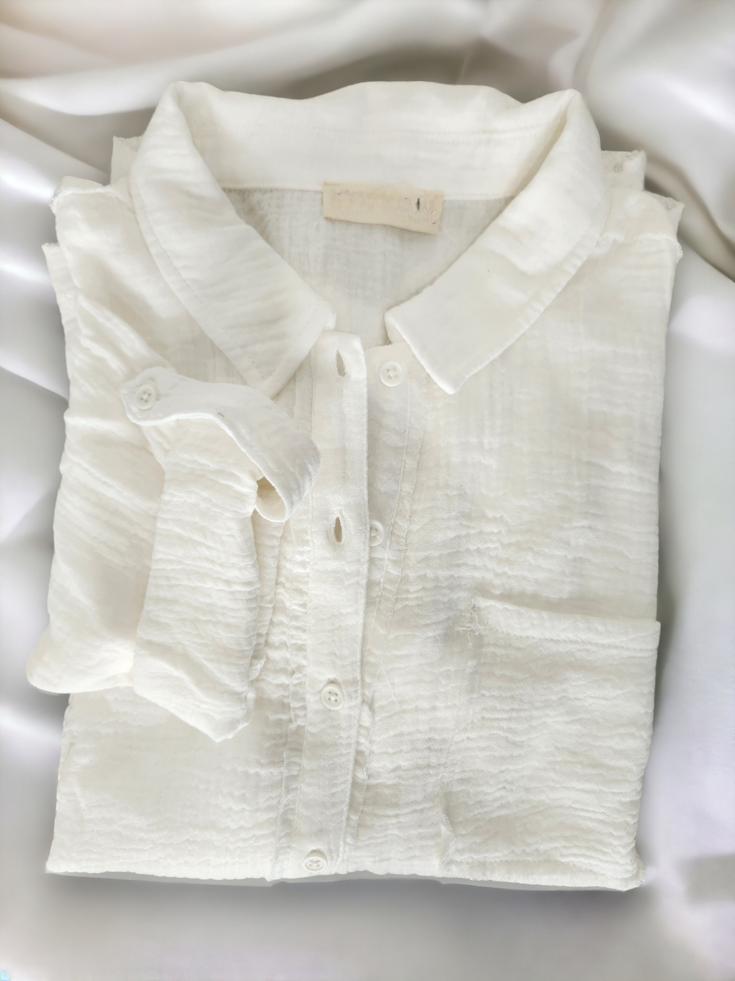 White Cotton Gauze Woven Shirt