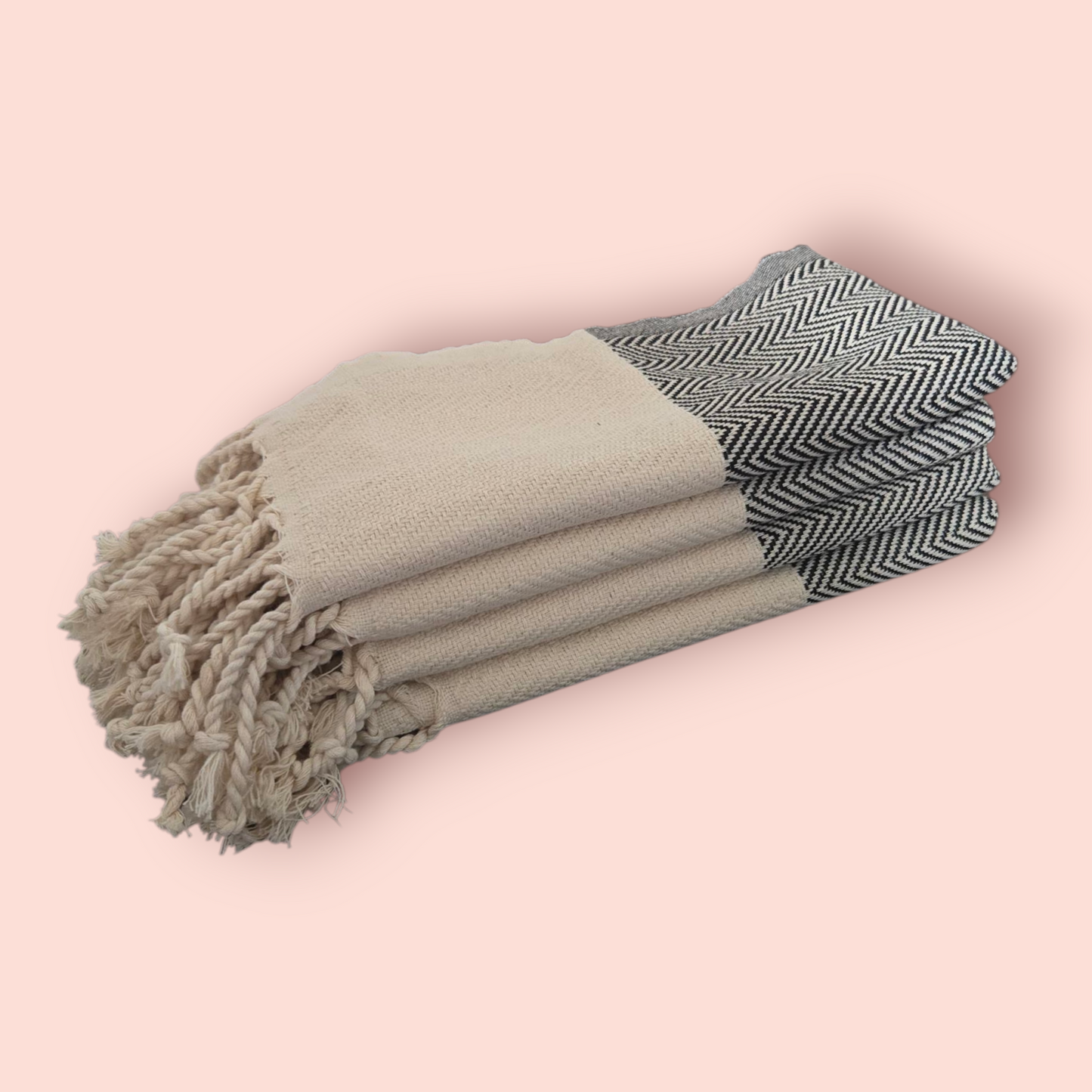 Turkish Cotton Hand Towel – Herringbone Zigzag Design