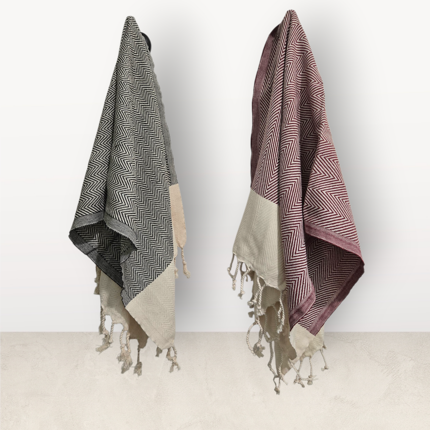 Turkish Cotton Hand Towel – Herringbone Zigzag Design