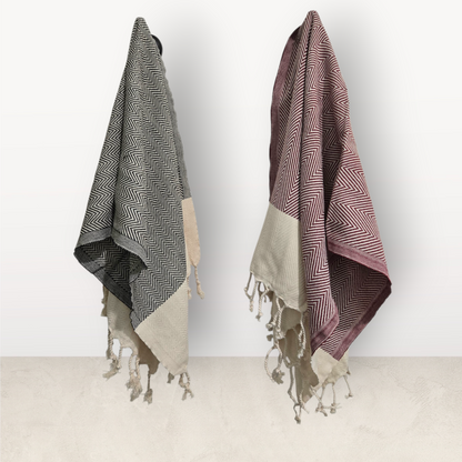 Turkish Cotton Hand Towel – Herringbone Zigzag Design