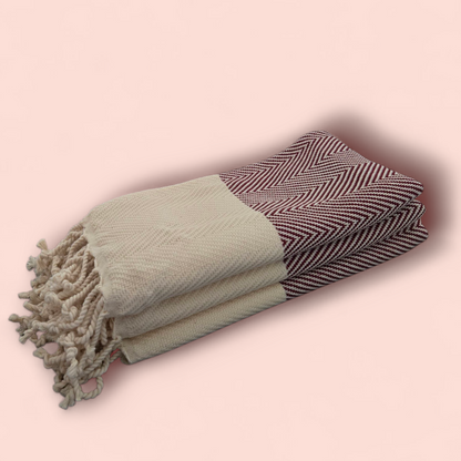 Turkish Cotton Hand Towel – Herringbone Zigzag Design