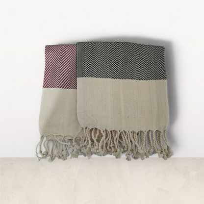 Turkish Cotton Hand Towel – Herringbone Zigzag Design